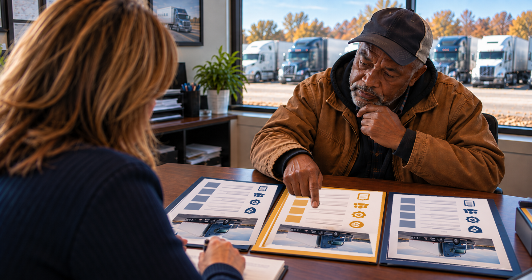 Advisor showing a trucking company owner three PEO options side by side